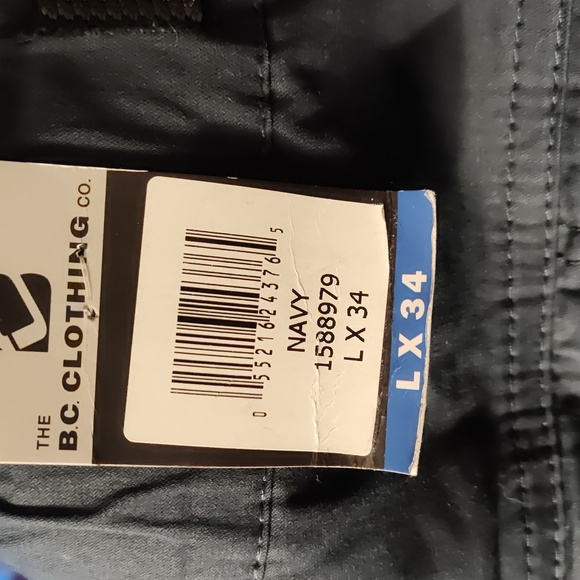 NWT, Men's Convertible‎ Pants, navy blue by BC clothing Large 34"-36" Waist - Picture 9 of 10
